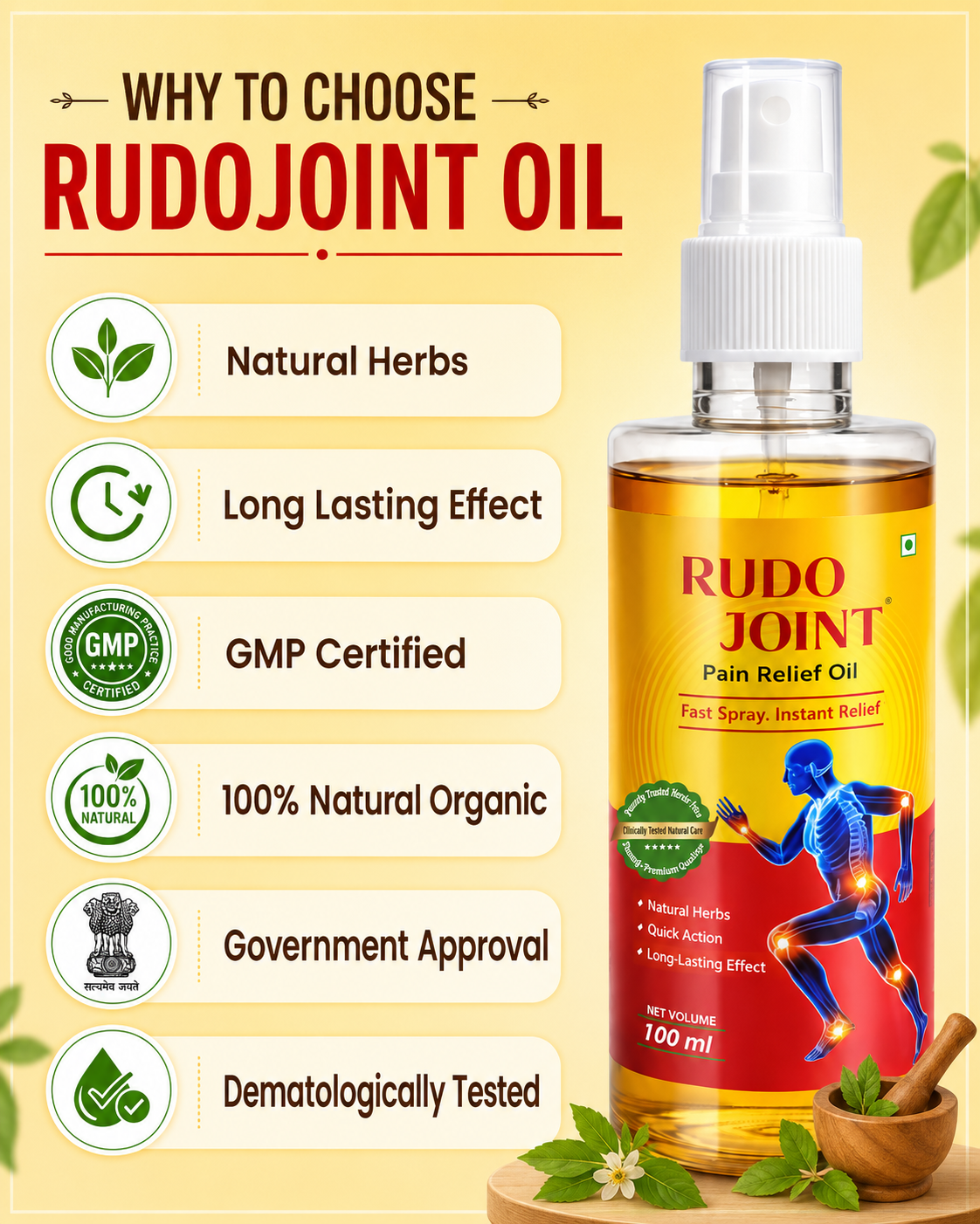 Ayurvedic Pain Relief Oil | Rudojoint Pain Relief Oil - India Lords Surgical